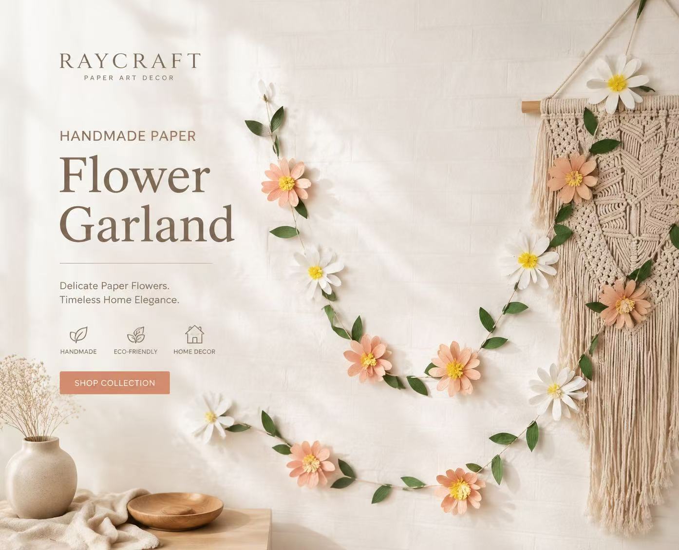 Handmade Paper Flower Garland – Elegant Botanical Wall Decor for Home & Events - Image 5