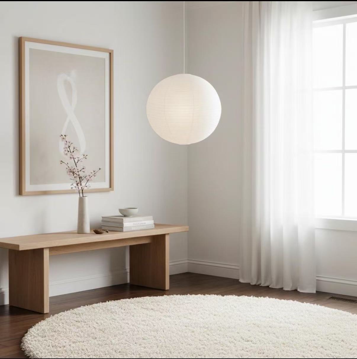 Minimalist Paper Lantern Light Shade | Elegant Hanging Lamp for Home, Wedding & Event Decoration - Image 4