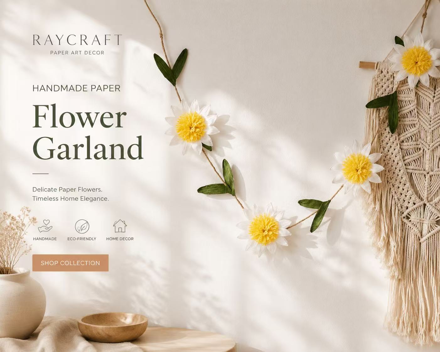 Handmade Paper Flower Garland – Elegant Botanical Wall Decor for Home & Events - Image 4
