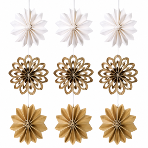 Paper Fan Garland Hanging Paper Flower Decorations, White & Kraft Paper Ornaments for Christmas Wedding Party Home Wall Decor