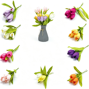 Handmade Crepe Paper Tulips, Artificial Paper Flower Stems for Spring Home Table Wedding Decoration
