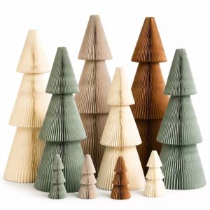 Honeycomb Paper Christmas Tree Set | Modern Foldable Holiday Decorations for Home & Events