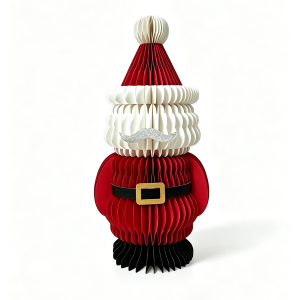 )Christmas Honeycomb Santa Claus Paper Decoration, 3D Foldable Tabletop Xmas Ornament